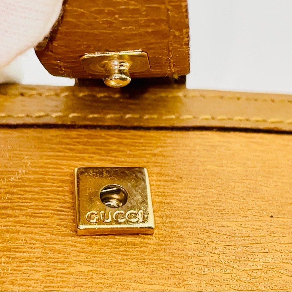 GUCCI GOLD G BUCKLE LEATHER BEIGE CANVAS WALLET BIFOLD Vintage - Picture 3 of 14